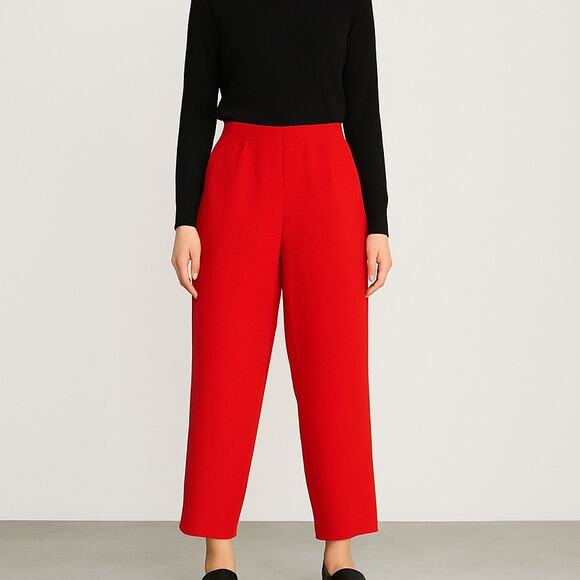 1990s Sag Harbor Vintage Trousers Red Straight Leg High Rise Pants 27" Twee - Picture 1 of 6
